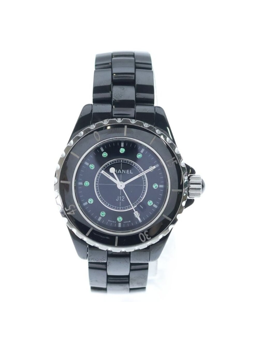 Chanel Emerald Index CE Quartz Black Ceramic Watch Dial